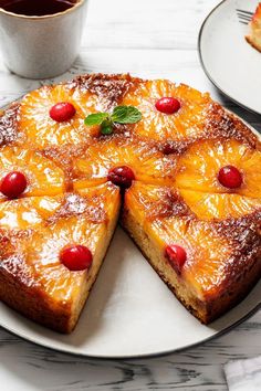 a pineapple upside down cake on a plate