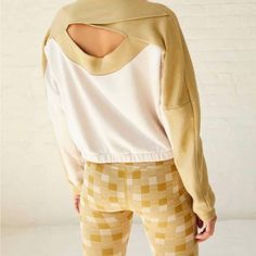 Brand New! Color: Honey Wheat Combo A Mustard And Creme Mock Neck Pullover With An Open Back. Fun For Activewear And A Great Layering Piece. Cotton Pull-On Styling Machine Wash Imported Matching Pants Are A Separate Listing! All Listings Are Cross-Posted! (N22/25ot) Cream Crew Neck Athleisure Top, Athleisure Cream Crew Neck Top, Cozy Yellow Cotton Tops, Oversized Yellow Sweatshirt For Loungewear, Yellow Oversized Sweatshirt For Loungewear, Yellow Long Sleeve Sweatshirt Athleisure, Yellow Long Sleeve Sweatshirt In Athleisure Style, Yellow Long Sleeve Sweatshirt For Athleisure, Cream Athleisure Tops For Loungewear