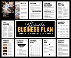 the ultimate business plan template for powerpoint and google docs is shown in this image