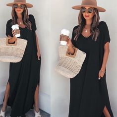 Women Maxi T Shirt Dress Long Casual Plain Oversized Fit Maxi Black Tshirt Dress, Maxi T Shirt Dress, Black Button-up Maxi Dress For Summer, Cheap Relaxed Fit T-shirt Dress, White Jersey Dress, Cheap Black T-shirt Dress For Women, Oversized Black Crew Neck T-shirt Dress, Mockneck Dress, Shirt Dress Long