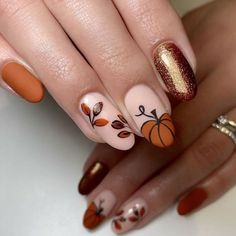 Pumpkin Nail Art, Autumn Nails