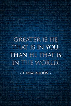 a blue book cover with the words, greater is he that is in you than he that is in the world