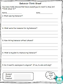 behavior think sheet with an owl and thought box on it, which is the best way to