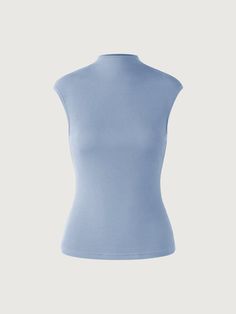 Ogl Plantive™ Mockneck Cap Sleeve Tank – OGLmove Classic Fitted Elastane Tops, Solid Color Stretch Tops With Funnel Neck, Classic Funnel Neck Top For Layering, Fitted Mock Neck Turtleneck Top, Fitted High Neck Top For Layering, High Stretch Versatile Funnel Neck Top, Versatile High-stretch Funnel Neck Top, Classic Blue Turtleneck Top, Versatile Fitted Funnel Neck Top