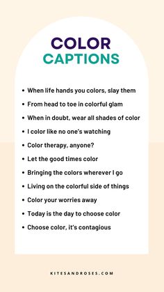 a poster with the words color captions on it