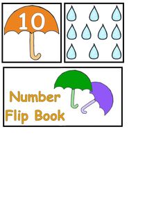 the number flip book has an umbrella and raindrops