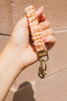 Jack - O - Lantern Keychain - Keychains - ANDI Green Keychain, Orange Gingham, Bow Ponytail, Keychain Lanyard, Hair Accessories Collection, Gingham Pattern, White And Orange, Bandana Hairstyles, Branded Gifts