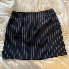 Never Worn Nasty Gal Skirt! Pin Stripe Mini Skirt, Striped Fitted Mini Skirt, Fitted Striped Mini Skirt With Lining, Striped Mini Length Fitted Skirt, Striped Fitted Pleated Mini Skirt, Chic Striped Fitted Mini Skirt, Chic Striped Fitted Skort, Chic Fitted Striped Skort, Casual Striped Mini Skort