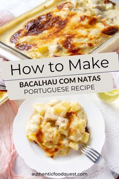 how to make bacalahau com matas portuguese recipe with text overlay