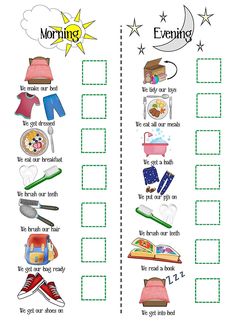 worksheet for morning and evening with pictures to help students learn the english language