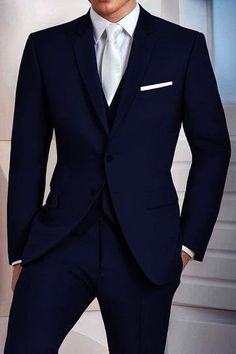 Formal Suits Men, Stil Masculin, Bakal Suami, Blue Suit Men, Mode Costume, Dress Suits For Men, Navy Blue Suit, Designer Suits For Men, Navy Suit