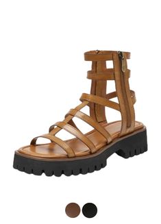 Stay stylish and comfortable in these genuine leather, fashion-forward Gladiator Sandals Morelia by USS Shoes. The Upper is genuine leather for a luxuriously soft feel, and its microfiber insole ensures comfort when walking. Rear and front straps provide a secure fit, while a side zip closure guarantees convenience. Features 1.5" heel and 0/1.18" platform for elevated style. True-to-size fit with a medium width. Leather Sport Sandals With Round Toe, Leather Sandals With Medium Width And Round Toe, Leather Sandals Medium Width With Round Toe, Brown Leather Sport Sandals With Round Toe, Medium Width Flat Leather Sandals, Closed Toe Leather Sport Sandals With Leather Footbed, Casual Strapped Leather Sandals, Leather Sandals With Removable Insole And Round Toe, Medium Width Sandals With Leather Footbed And Round Toe