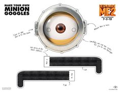 an image of the inside of a metal object with words on it and instructions to make your own minion goggles