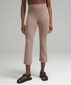 Two Looks, Same Cozy Feeling. Zippers At The Hem Of These Peach-Fuzz Soft Crops Change Their Shape From Straight-Leg To Flared So Youre Never Without Options. Designed For Casual. Intended To Sit Above Ankle:tight Fit. Zippers At The Hem Change The Shape From Straight Leg To Flared. Pull-On Waistband. Back Drop-In Pocket. | Ribbed Softstreme Zip-Leg High-Rise Cropped Pant 25" Lululemon Relaxed Fit Yoga Bottoms, Casual Lululemon Yoga Bottoms, Lululemon Casual Yoga Bottoms, Casual Lululemon Bottoms For Fall, Lululemon Bottoms With Elastic Waistband For Yoga, Lululemon Yoga Bottoms With Elastic Waistband, Lululemon Athleisure Loungewear Bottoms, Lululemon Athleisure Bottoms For Loungewear, Casual Mid-rise Bottoms By Lululemon