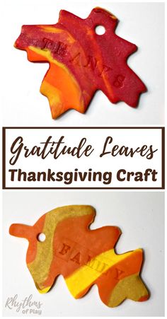 thanksgiving crafts for kids to make with leaves and the words grateful leaves are cut out