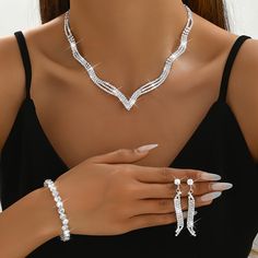 Faster shipping. Better service Fox Tail, Fairy Jewelry, Wedding Bridal Jewellery, Bride Jewellery, Wedding Jewelry Sets, Bridal Jewelry Sets, Rhinestone Necklace, Elegant Fashion, Elegant Style