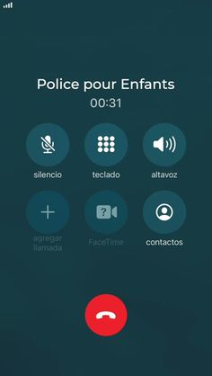 an iphone screen with the message police pour enhants on it and icons below