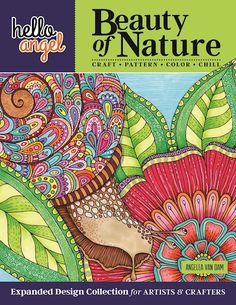 an adult coloring book with colorful flowers and leaves on the cover, which reads beauty of nature