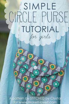 the simple circle purse for girls is shown with text overlay that reads, simple circle purse for girls