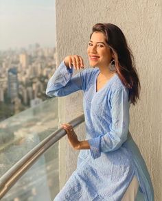 Beautiful is an understatement ❤️
Find @shivani.singhh in Swish Blue kurta set! 

Head to our website to Shop the look now ✨ Blue Kurta Woman, Blue Chikankari Kurta, Chicken Dress, Black Wide Leg Jeans, Kurta With Palazzo, Blue Chicken, Dress Saree, Nykaa Fashion