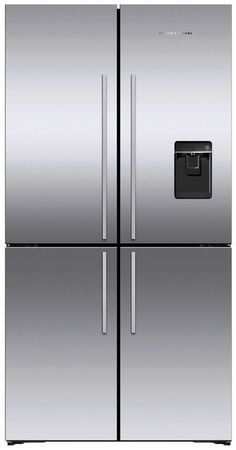 a stainless steel refrigerator freezer with two doors and no ice maker on the side