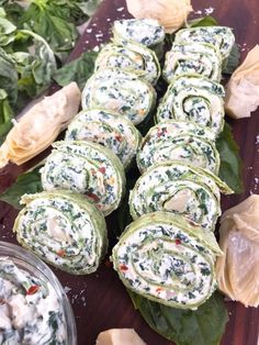 spinach artichoke dip pinwheels are an easy appetizer to make for dinner