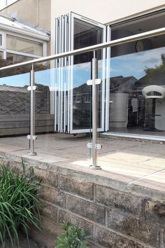 an outside view of a building with glass doors