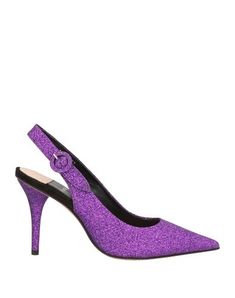 Glitter Solid color Buckle fastening Narrow toeline Spike heel Covered heel Leather lining Leather/rubber sole Contains non-textile parts of animal origin Color Violet, Spike Heels, Women's Pumps, Violet, Textiles, Buckle, Pumps, Solid Color, Glitter