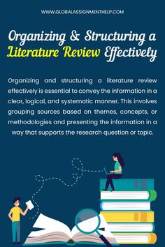 an open book with the title organizing and structuring a literature review