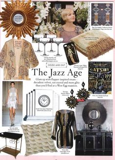 an advertisement for the jazz age with pictures and text on it, as well as accessories