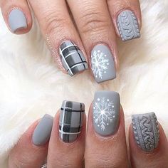 Medium Nails, Japanese Nail, Plaid Nails, Sweater Nails, Winter Nail Art, Winter Nail Designs