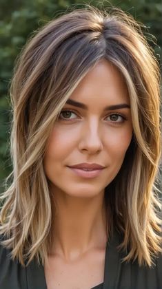 22 Explore Trendy Shoulder-Length Long Bobs for Every Hair Type Long Chopped Bob, Longer Bob With Layers, Med Length Brown Hair, Shoulder Length Hair Cuts 2024, Medium Length With Highlights, Modern Shoulder Length Haircut, 2024 Fall Hair Trends For Women, Mid Length Hair Ideas, Balyage Blonde Mid Length