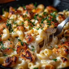 a close up of a plate of food with macaroni and cheese