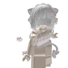 a lego figure with white hair and cat ears