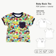 the baby basic tee sewing pattern is shown