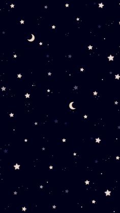 the night sky is filled with stars and crescents