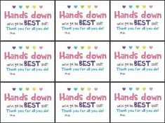 hand down best stickers are shown in pink and blue