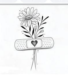 a drawing of a flower with a band around it