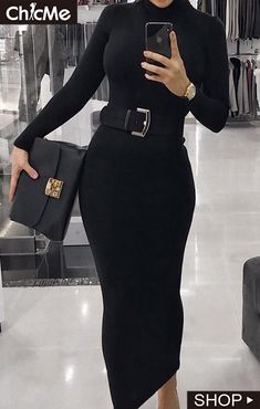 Black Dress Outfit Casual, Black Dress Outfits, فستان سهرة, Looks Black, Looks Chic, Dress Outfit, Classy Dress, Elegant Outfit, Work Fashion