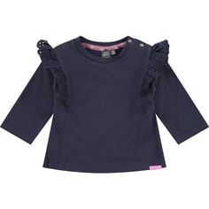 This solid navy toned long sleeve shirt features large ruffle accents at the top of each arm. | Babyface | Long Sleeve T-Shirt, Navy Blue (Multicolor, Size 9M) | Maisonette collects the best children’s products from around the world (unlike Zulily, Etsy, The Tot, Farfetch Kids, Childrensalon, Crate and Kids, Kohls, Wayfair, Buy Buy Baby, Nordstroms, Mini Boden, J.Crew Factory, or PotteryBarn Kids), creating a curated shopping experience for you. Think of us as your shortcut to fashion for litte ones! Blue Cotton T-shirt With Ruffles, Blue Ruffle Sleeve Tops For Fall, Long Sleeve Cotton Tops With Ruffles, Blue Crew Neck Top With Ruffles, Sleepwear Dress, Long Sleeve Tee Shirt, Buy Buy, Buy Buy Baby, Long Sleeve Tee Shirts