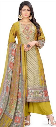 Yellow color Salwar Kameez in Muslin fabric with Digital Print, Stone, Zari work Pista Green Sharara With Printed Motifs For Wedding, Pista Green Wedding Kurta With Printed Motifs, Yellow Kurta With Printed Motifs For Wedding, Yellow Wedding Kurta With Printed Motifs, Wedding Yellow Kurta With Printed Motifs, Eid Art Silk Sharara With Printed Motifs, Pista Green Dupatta With Printed Motifs For Wedding, Wedding Dupatta In Pista Green With Printed Motifs, Wedding Unstitched Suit With Printed Motifs For Diwali