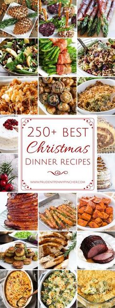 the cover of the christmas dinner recipes cookbook, with pictures of different dishes and vegetables