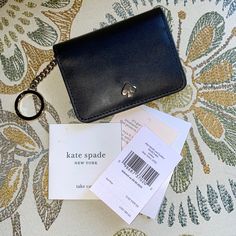 Coin Purse Kate Spade Card Holder Key Chain Black And Pink Leather Kate Spade Bifold Coin Purse, Spade Card, Wallet Keychain, Kate Spade Card Holder, Keychain Wallet, Kate Spade Wallet, Kate Spade Purse, Black And Pink, Kate Spade Bag