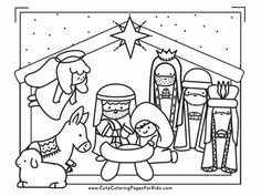 the birth of jesus coloring page for children to print out and color with their own pictures