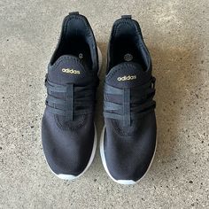 Women’s Adidas Sneakers. Brand New Condition. Worn One Time But Half Size To Big Black Slip-on Sneakers With Boost Midsole, Casual Style, Adidas Casual Slip-on Sneakers With Round Toe, Adidas Casual Slip-on Sneakers For Streetwear, Black Casual Slip-on Sneakers With Boost Midsole, Black High-top Sneakers For Running With Waffle Outsoles, Black Slip-on Sneakers With Boost Midsole, Black Slip-on Sneakers With Round Toe And Elastic Laces, Black Slip-on Sneakers With Elastic Laces And Round Toe, Black Adidas Slip-on Sneakers