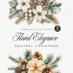 an elegant christmas card with pine cones and holly