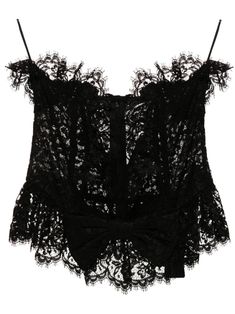 Find ALESSANDRA RICH Bow-detail Lace Bustier Top on Editorialist. black guipure lace bow detailing bustier-style neckline rear zip fastening strapless boned bodice unlined peplum hem Black Lace Formal Tops, Lace Bustier Top, 3 Strikes, Png Clothes, Boned Bodice, Lace Bustier, Alessandra Rich, Guipure Lace, Lace Bows