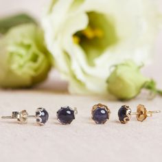 6mm iolite cabochons are hand set into sterling silveror 14k gold filled filigreed bezels. Sterling silver or 14k GFposts and earring backs Visit shop homepage: https://www.etsy.com/shop/BarbaraLWilkinson?ref=seller-platform-mcnav Tanzanite Round Earrings As Gifts, Tanzanite Earrings As A Gift, Round Tanzanite Earrings Gift, Round Tanzanite Earrings For Gifts, Sapphire Tanzanite Earrings As Gift, Sapphire Tanzanite Earrings For Gifts, Tanzanite Birthstone Earrings As Gift, Tanzanite Birthstone Earrings For Gifts, Pink Studs