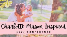 the charlotte mason inspired conference logo with two women in front of a tree and grass area