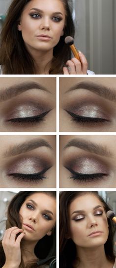 Linda Hallberg makeup look "Advent" - Shimmery champagne and plum brown eye shadow, soft and smokey, and paired with glossy nude pink lips. Debs Makeup, Makeup Nude, Silver Eyeshadow, Eyeshadow Ideas, Prom Inspiration, Behind Blue Eyes, Artist Makeup, Linda Hallberg